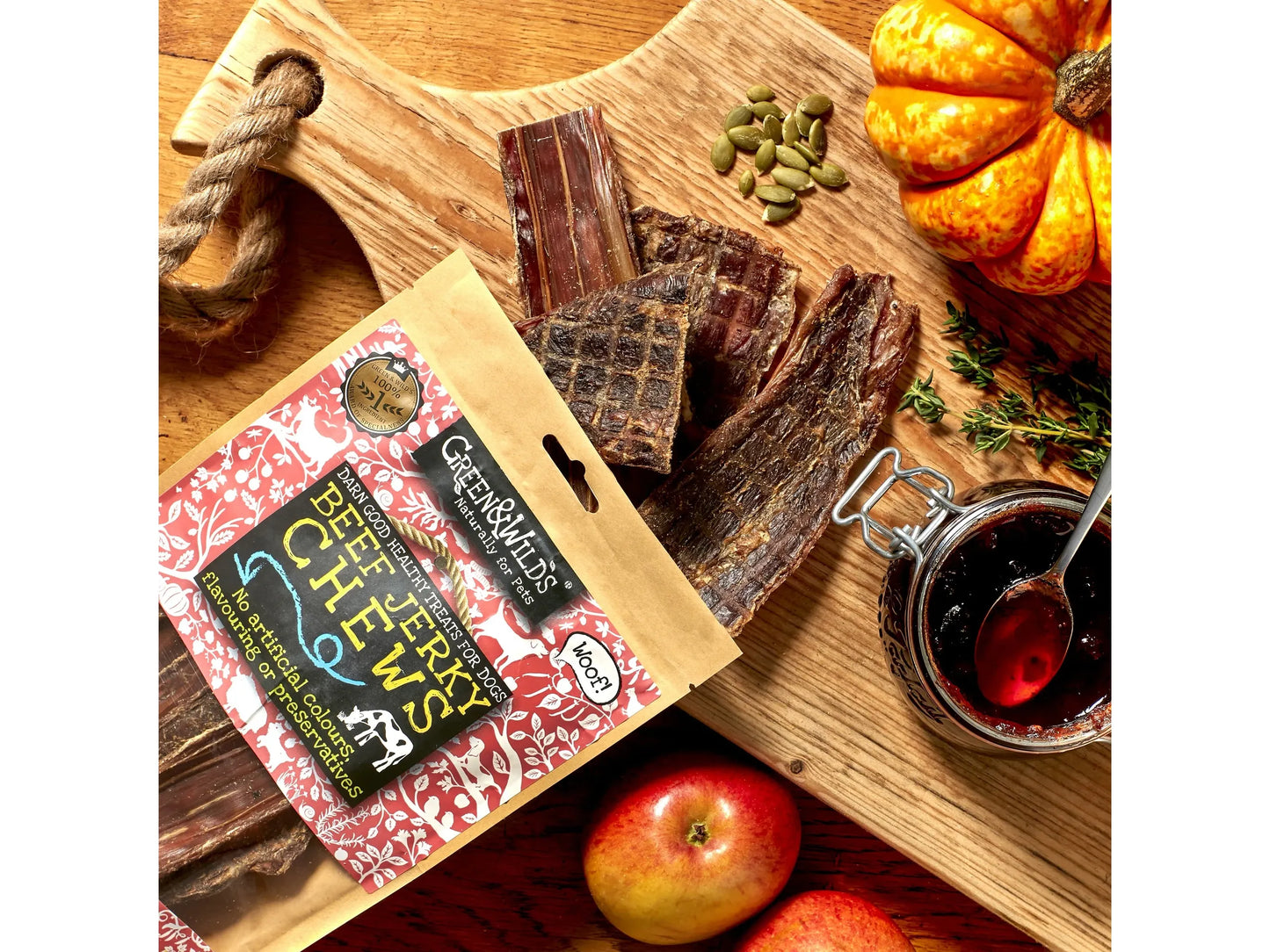 Green and Wild's Beef Jerky Chews, 100g