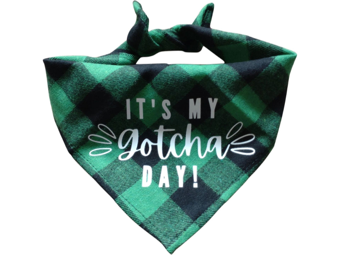 Plaid Gotcha Day Dog Bandana - Soft Cotton Tie-on Style