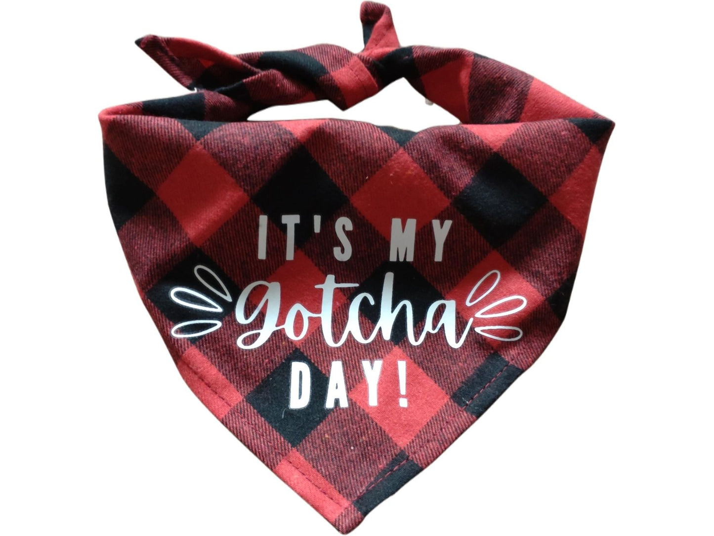 Plaid Gotcha Day Dog Bandana - Soft Cotton Tie-on Style