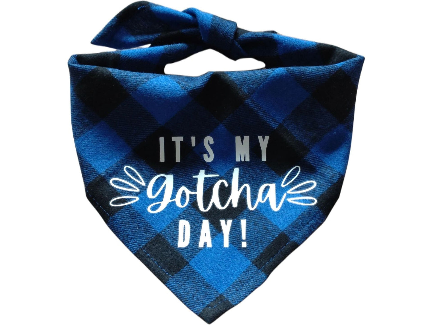 Plaid Gotcha Day Dog Bandana - Soft Cotton Tie-on Style