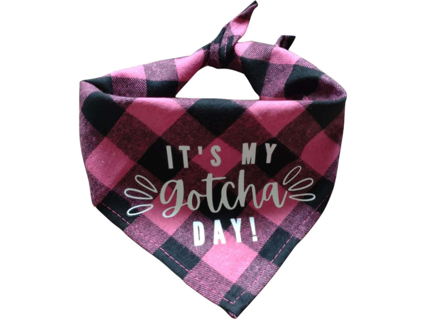 Plaid Gotcha Day Dog Bandana - Soft Cotton Tie-on Style
