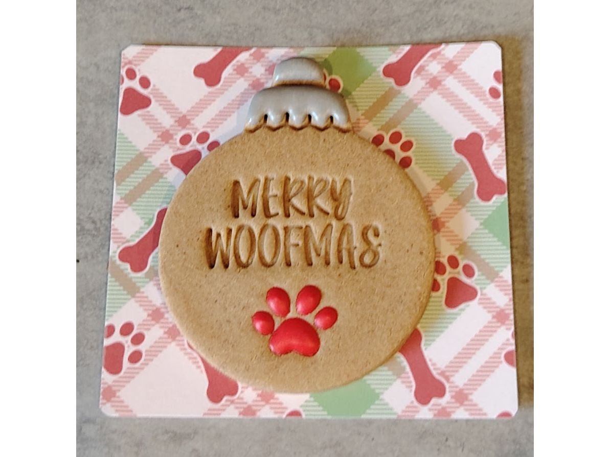 Large 'Merry Woofmas Bauble' Handmade Grain Free Dog Biscuit