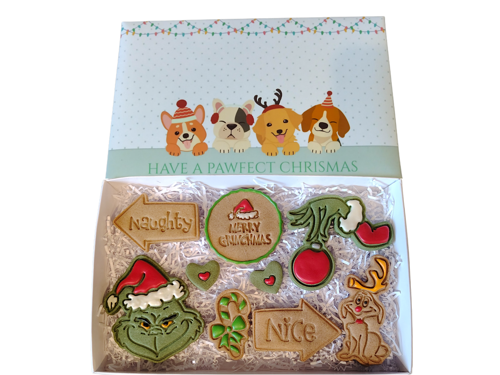'Merry Grinchmas Naughty or Nice' Handmade Grain Free Dog Treat Christmas Box