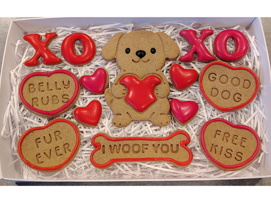 Large Box of Valentines Handmade Grain Free Dog Biscuits