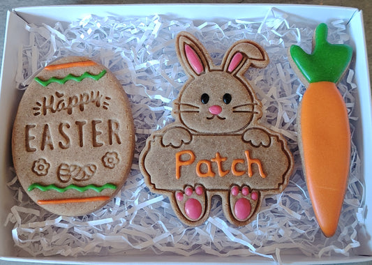 Medium Personalised Happy Easter Handmade Grain Free Dog Biscuit Box