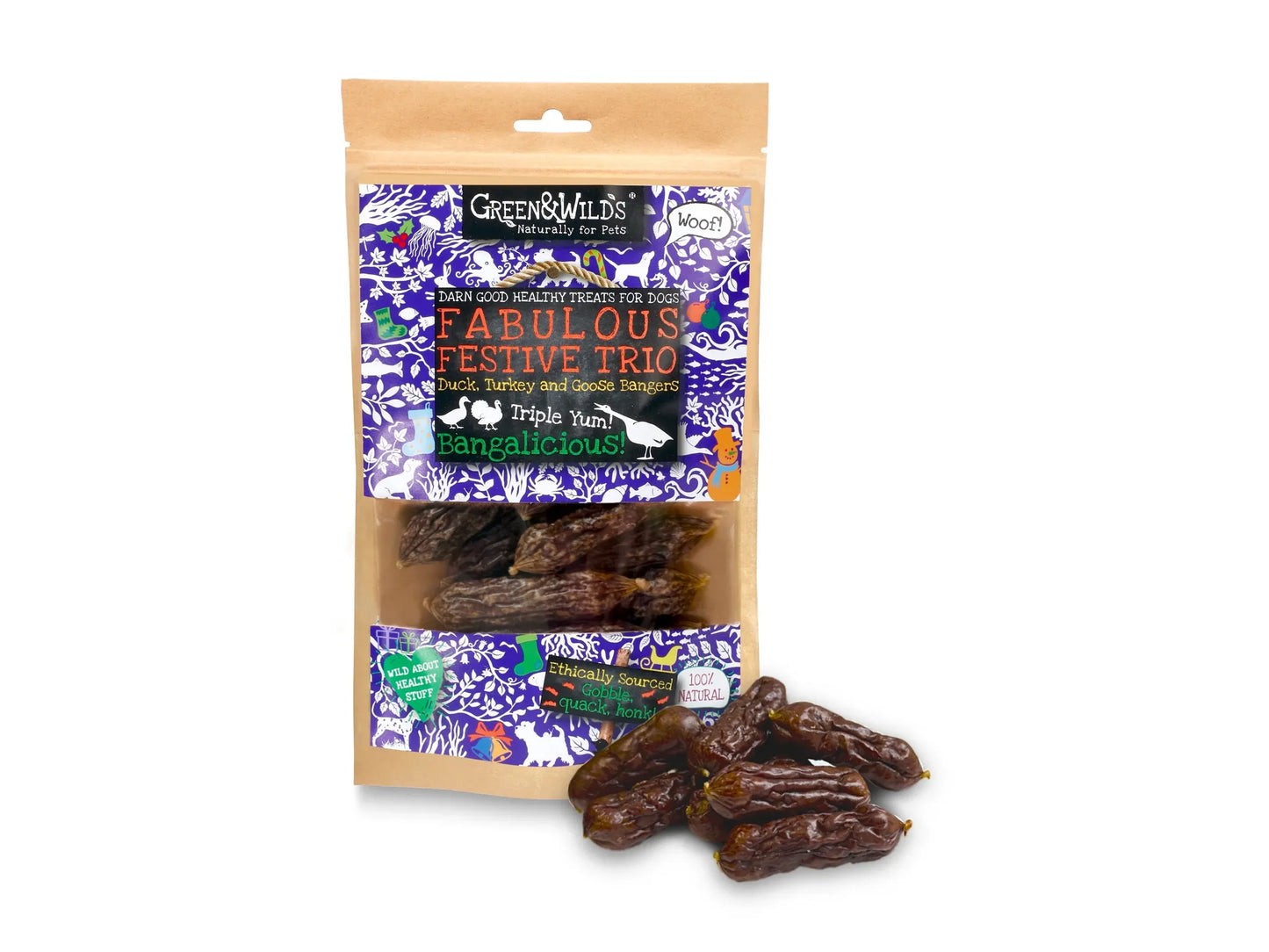 Green and Wilds Fabulous Festive Trio 150g (Duck, Turkey and Goose Bangers)